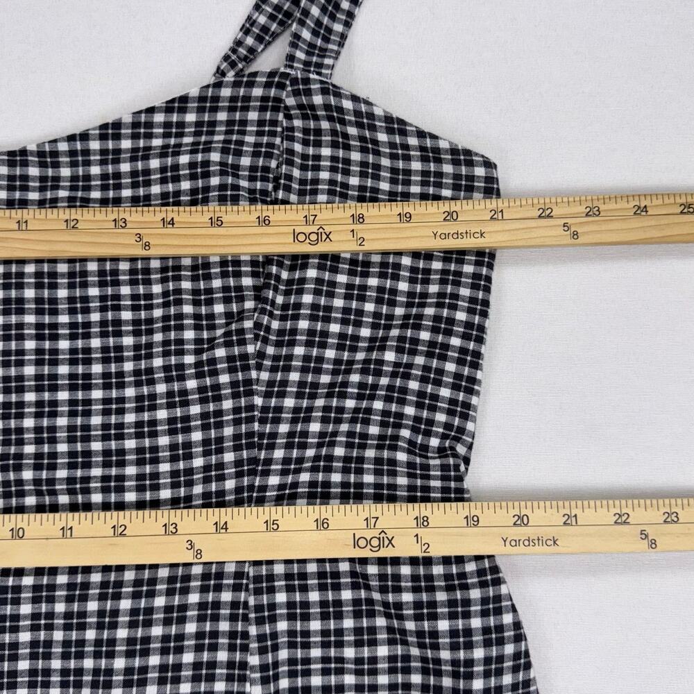 Abercrombie & Fitch Women's Plaid Woven Mini Dress XL Black White Wide Strap - Picture 11 of 15